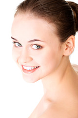 Obraz premium Attractive naked woman. Closeup on face.