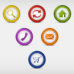 Set of colored round web buttons