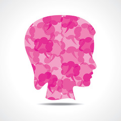 Creative female face of pink message bubble stock vector