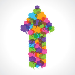 Creative arrow design of colorful message bubble stock vector