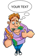 sad vegan with carrot