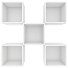 in a checkerboard pattern shelves