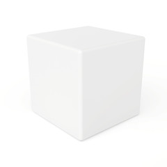 white 3d cube isolated on white background