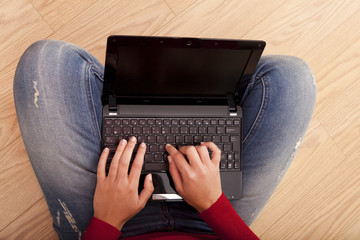 Fototapeta premium Woman working with a laptop