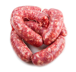 a fresh sausage isolated on white background