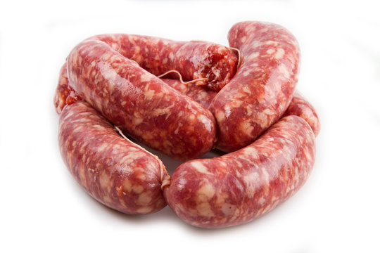 a fresh sausage isolated on white background