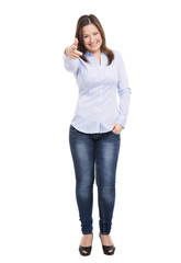 Woman with thumbs up