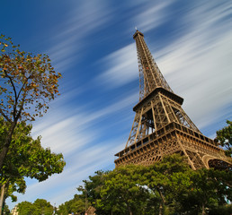 Eiffel Tower in Paris long exposure