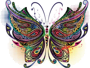 Wall murals Butterflies in Grunge Variegated butterfly