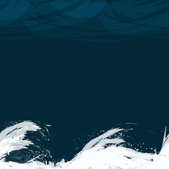 Seamless pattern with waves in the night