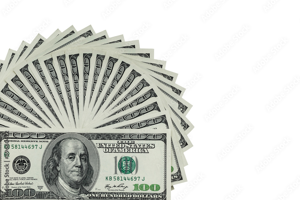 Canvas Prints Several 100 US $ money notes spread out in fan shape