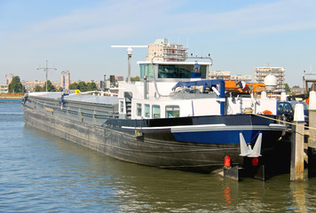 Cargo ship moored at the marina, the Netherlands