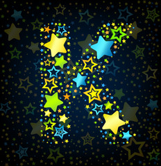 Fototapeta premium Letter K cartoon star colored
