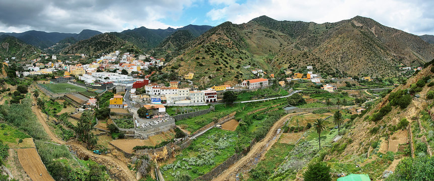 Vallehermoso panorama in Gomera Island, Canary island, Spain