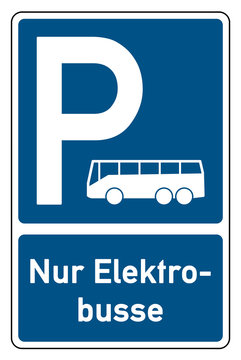 parksymbol parken nur elektrobusse mit bus-symbol