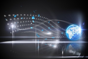 Glowing earth with binary code