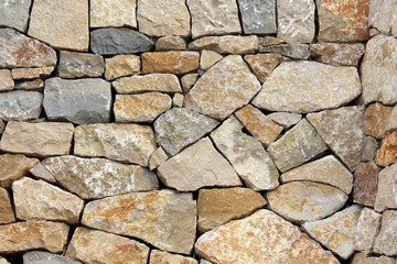 Stacked stone wall