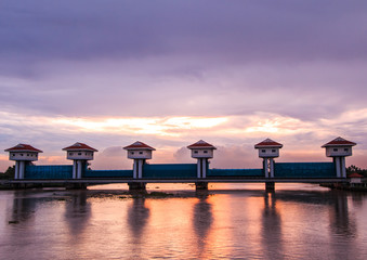 Floodgate at the dam for irrigation and flood control, Thailand