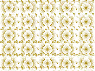 Fabric design with yelow curves and hashtags
