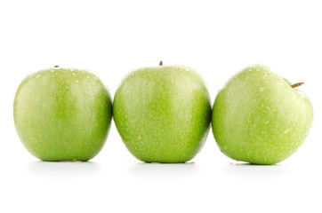 Three fresh green apples