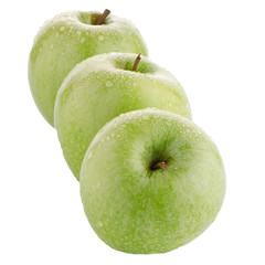 Three fresh green apples