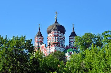 Fototapeta na wymiar Old orthodox cathedral in Feofaniya, Kiev, Ukraine