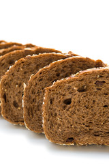 slices of bread with sesame and melon seed on a white background