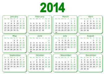 simple editable vector calendar 2014
