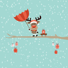 Rudolph Red Umbrella Storm Rain Retro