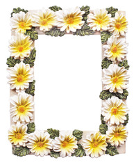 Frame with flowers on white background with clipping path