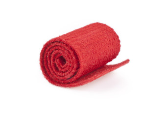 Red carpet roll on a white background
