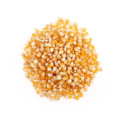 Pile of corn seeds on a white background