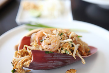 Thai food padthai fried noodle with shrimp