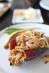 Thai food padthai fried noodle with shrimp