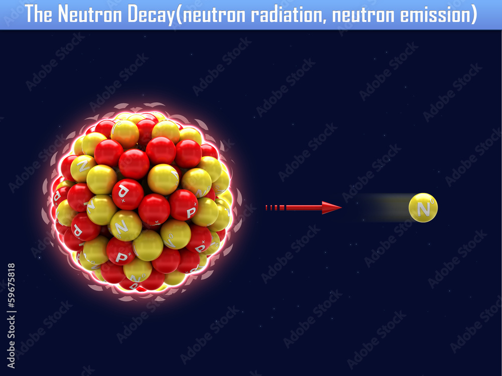 Wall mural The Neutron Decay(neutron radiation, neutron emission) - Wall murals