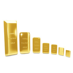 Golden bars on white background