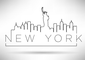 New York Silhouette with Line