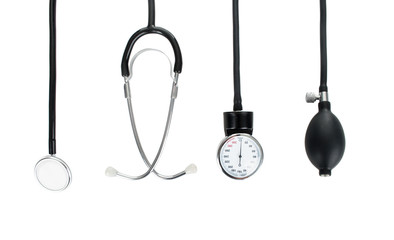 Blood pressure meter medical equipment isolated on white