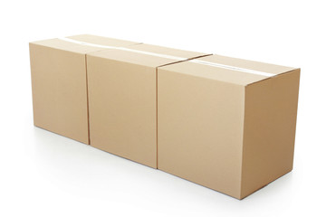 three Closed cardboard box