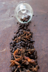 Cinnamon and coffee beans