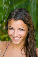 woman in tropical shower