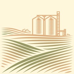 landscape with one Grain Elevator © porchik