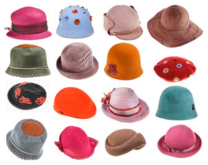 set of felt ladies hats