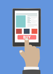 Business concept of flat design smartphone with hand