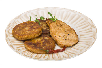 Potato cutlet with pork steak