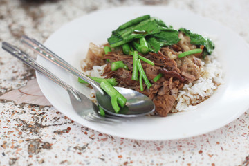 Rice with pork stewed in the gravy