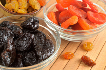 dried apricots, raisins, prunes