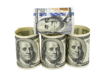 American dollars rolled up