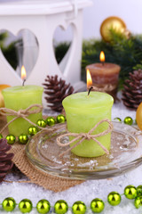 Christmas candles close up