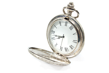 Old pocket watch  isolated on white